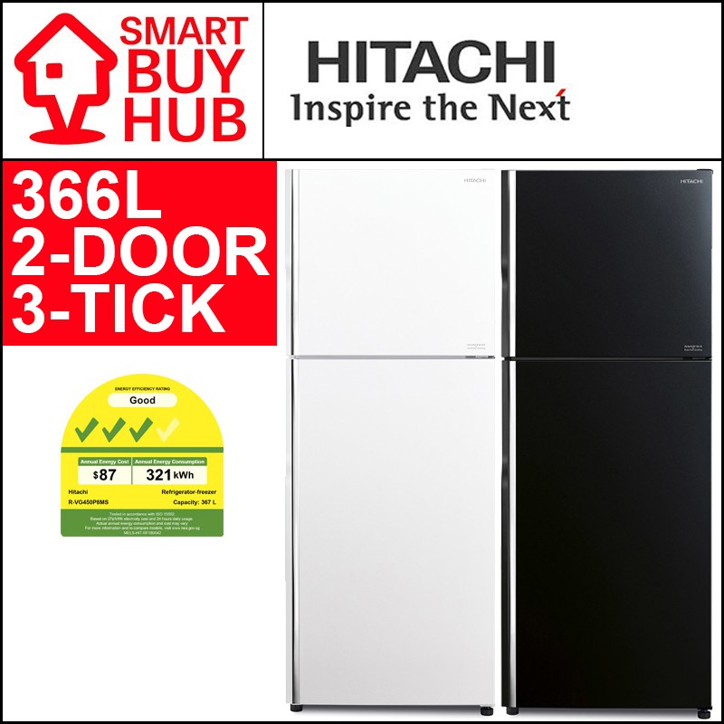 Hitachi R Vg450p8ms 366l 2 Door Fridge 3 Ticks Shopee Singapore