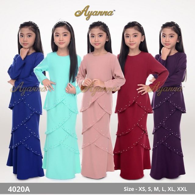Sale Baju Kurung Moden Plain Budak Waheeda Xs Xxl Royal Blue Dusty Pink Maroon Turquoise Purple Shopee Singapore