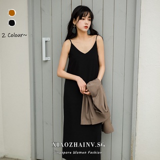 Image of Xiaozhainv Korean Dress Women V-neck Sleeveless Maxi Dresses