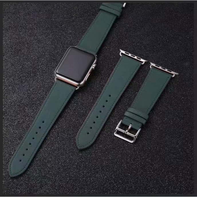 Apple Watch Strap Midnight Green Strap For Apple Watch Series 1 2 3 4 5 6 Se Genuine Leather Band Strap For Iwatch 38mm 40mm 42mm 44mm Shopee Singapore
