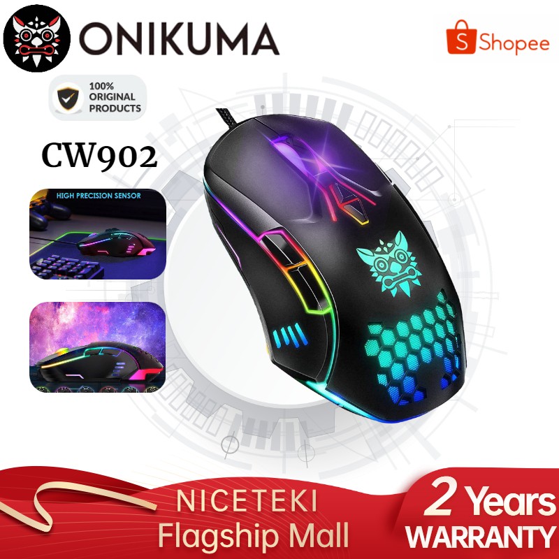 Onikuma Gaming Mouse Wired Usb Optical Computer Mice With Rgb Backlit 6 Programmable Buttons 6400 Dpi Optical Sensor Ergonomic Gaming Mice For Pc Laptop Shopee Singapore