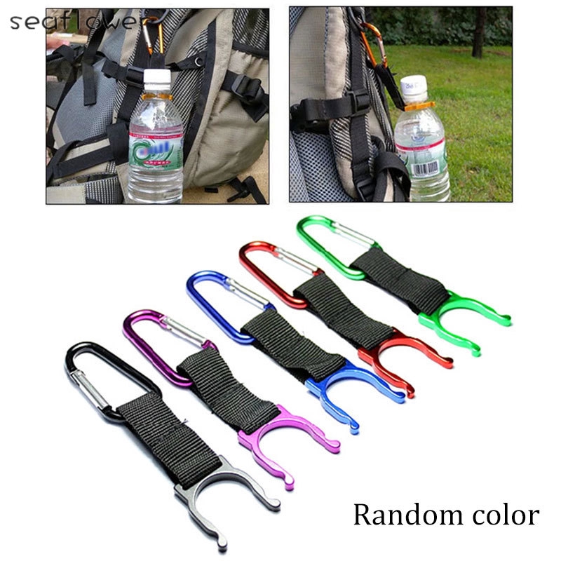 Water Bottle Holder Hook Belt Clip Buckle with Keyring Carabiner Travel Camping 