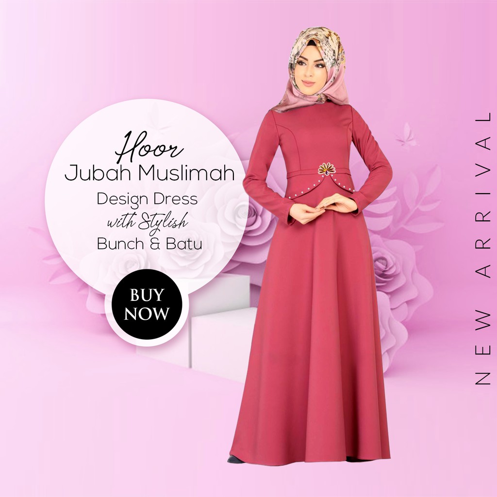 Hoor Jubah Muslimah Design Dress With Stylish Bunch Batu Shopee Singapore