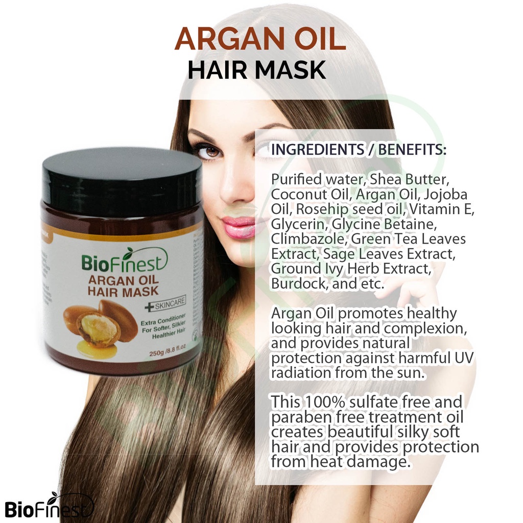 Biofinest Argan Oil Hair Mask - Shea Butter Rosehip Jojoba Oil Vitamin E -  Conditioner Hydrate Dry Damaged Hair 250g | Shopee Singapore