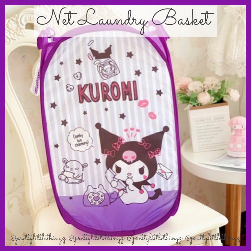 Cute Kuromi Foldable Bathroom Laundry Toys Basket Tidy Clothes Socks Storage 