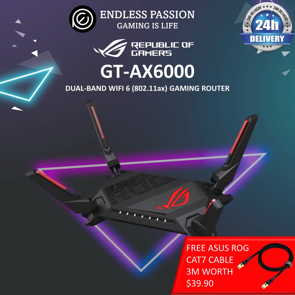 Asus Rog Rapture Gt Ax6000 Dual Band Wifi 6 802 11ax Gaming Router Shopee Singapore