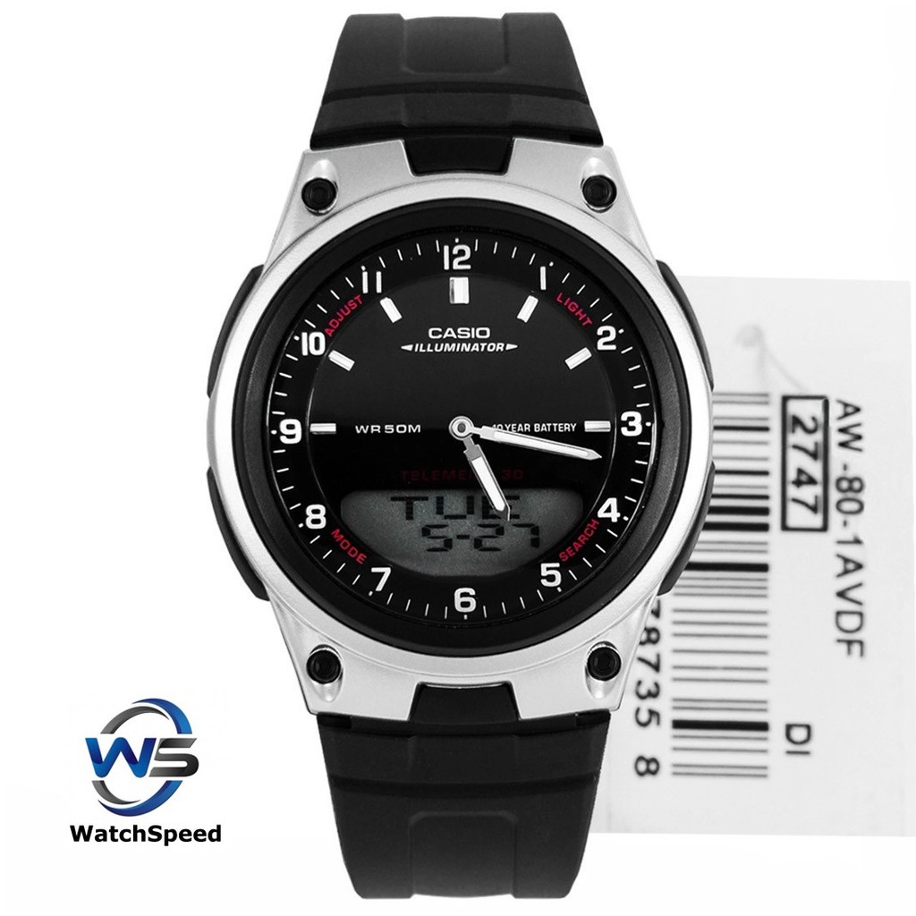 Casio Aw 80 1a Aw80 1a Databank World Time Telememo Analog Digital Men S Watch Shopee Singapore