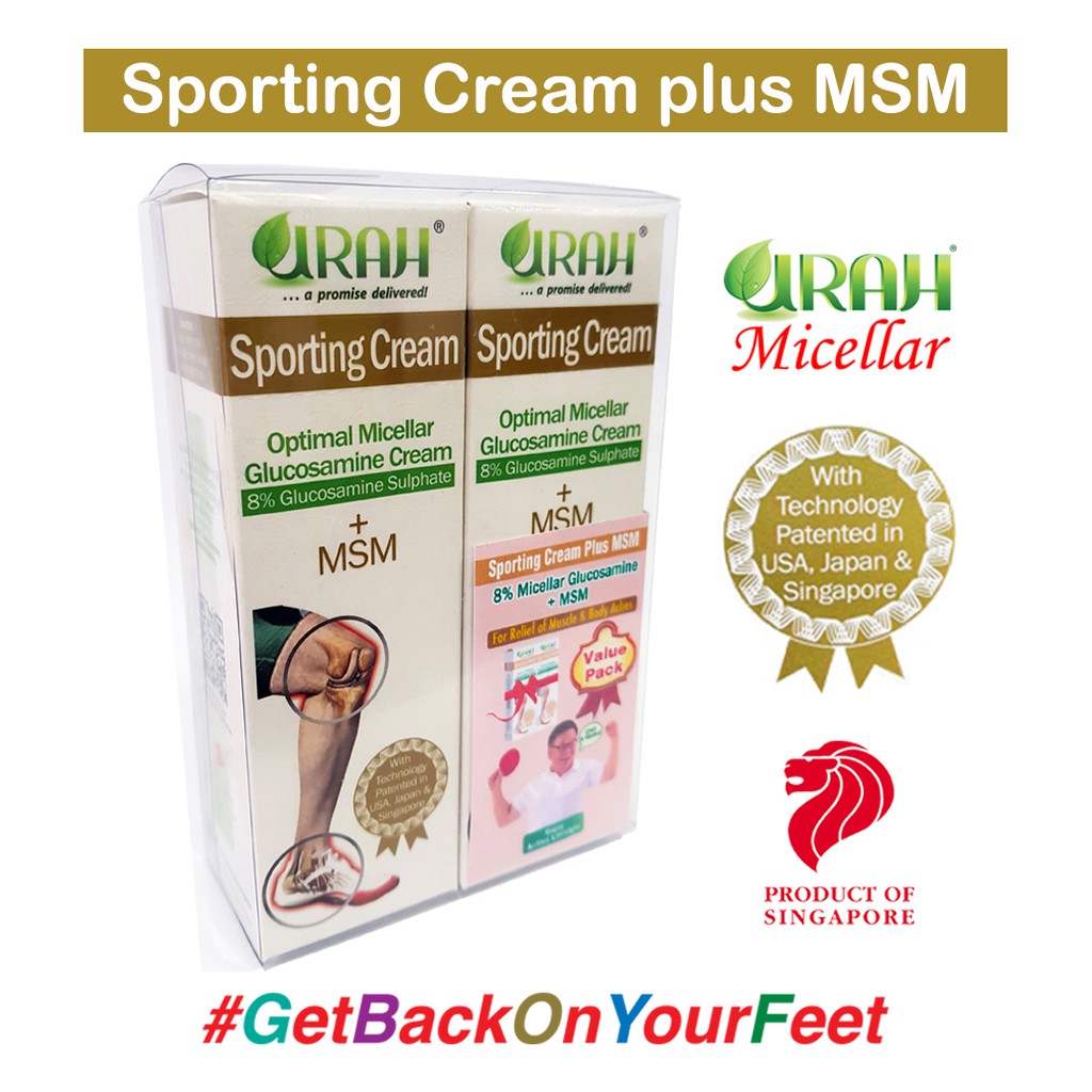 Urah Sporting Cream + MSM Twin Pack, Relieve Muscle Ache, Sprain, Sport