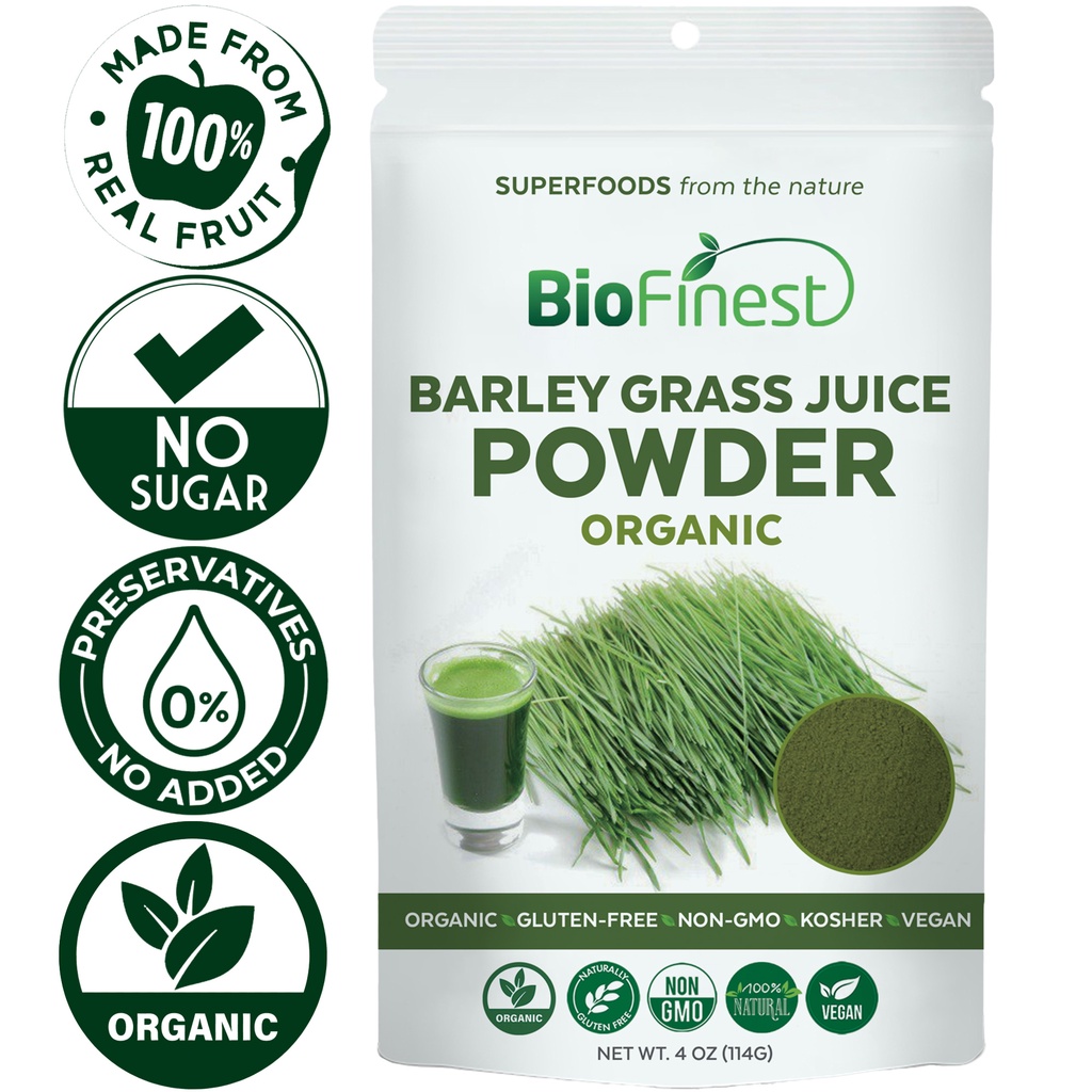 Biofinest Barley Grass Juice Powder Organic Freeze Dried Superfood 114g Detox Weight Loss