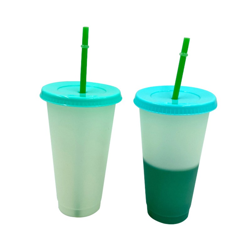 Colour Changing Cups ,5pcs Reusable Plastic Cup With Lids And Straws