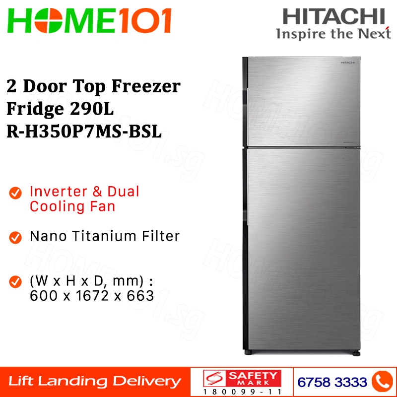 Hitachi 2 Door Inverter Fridge 290L R-H350P7MS