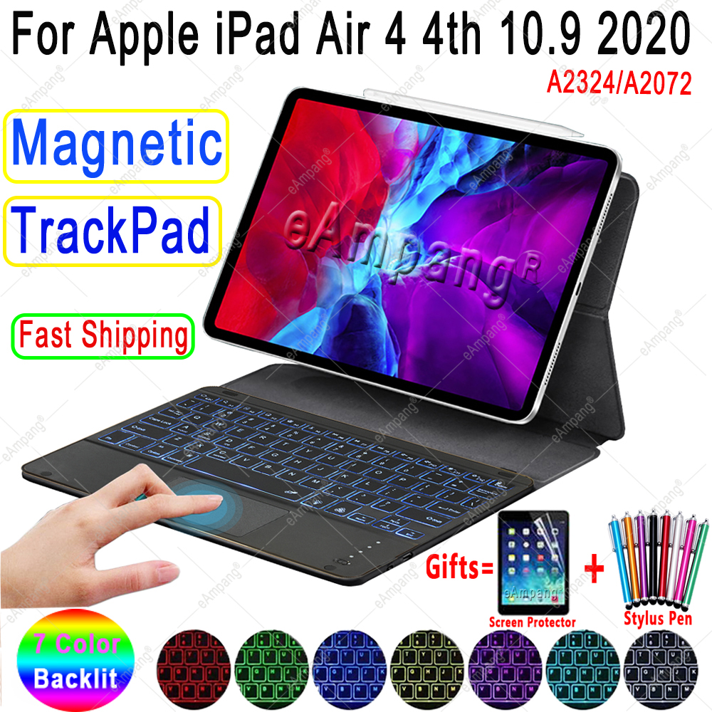 Slim Magnetic Backlight Touchpad Keyboard Case For iPad 