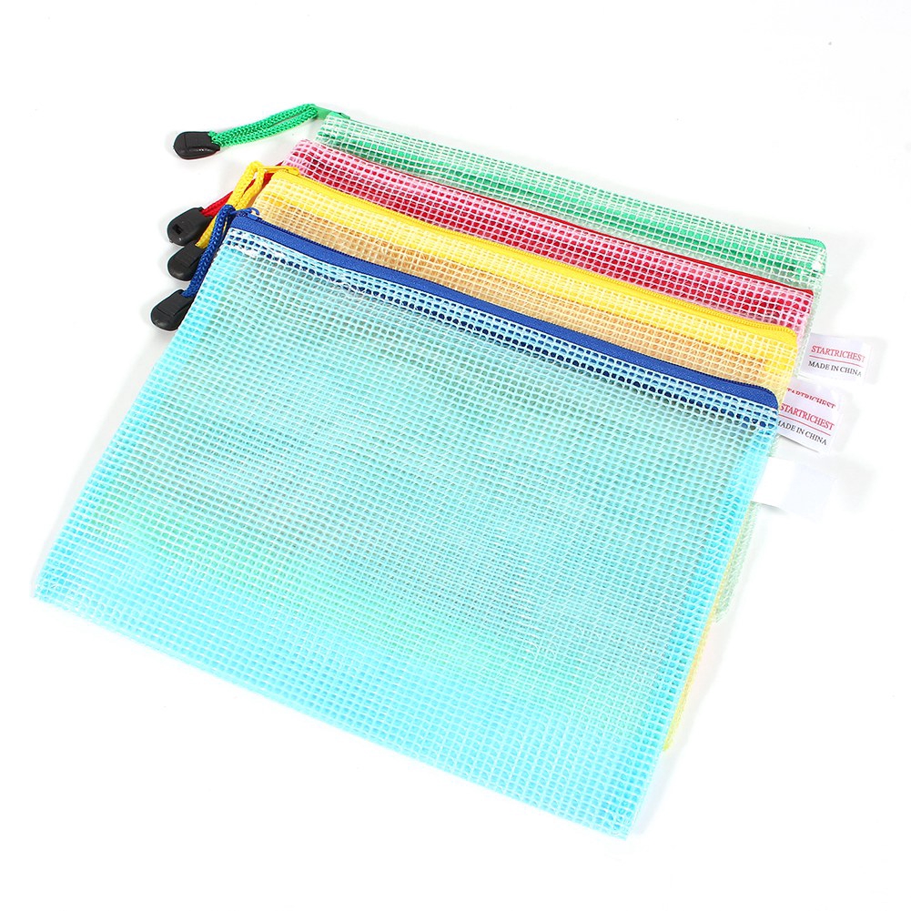 A5 Zipper Protective Folder 12pcs Bags Storage Plastic Zip File Bags