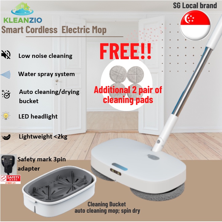 Replaceable Microfiber,Reusable Mopping and Waxing Cloth,Foot Switch LED Headlight snmi Electric Mop Cordless Rotary Mop Cleaner 