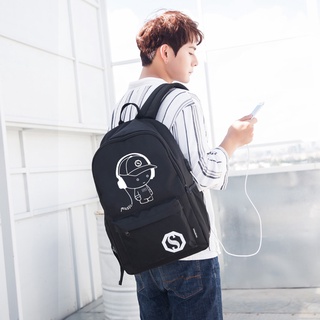 Luminous Laptop USB Backpack Men Casual Music Boy Student School Bags Outdoor Travel Waterproof Backpacks #5