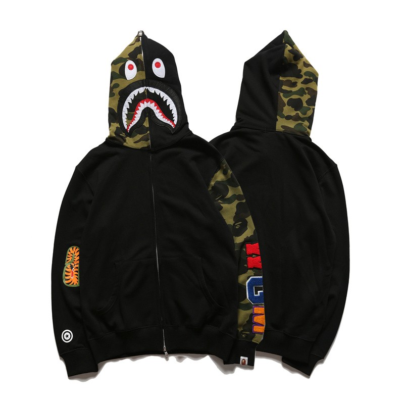 bape black hoodie shark