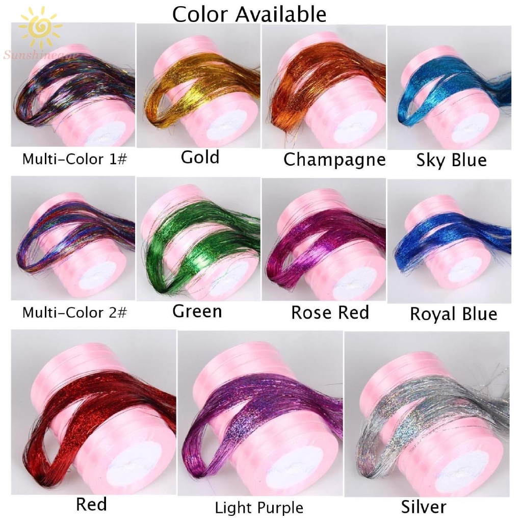 Image of Lady Synthetic Hair Extensions -Glitter Tinsel Laser Straight Wig Multi-Colours #3
