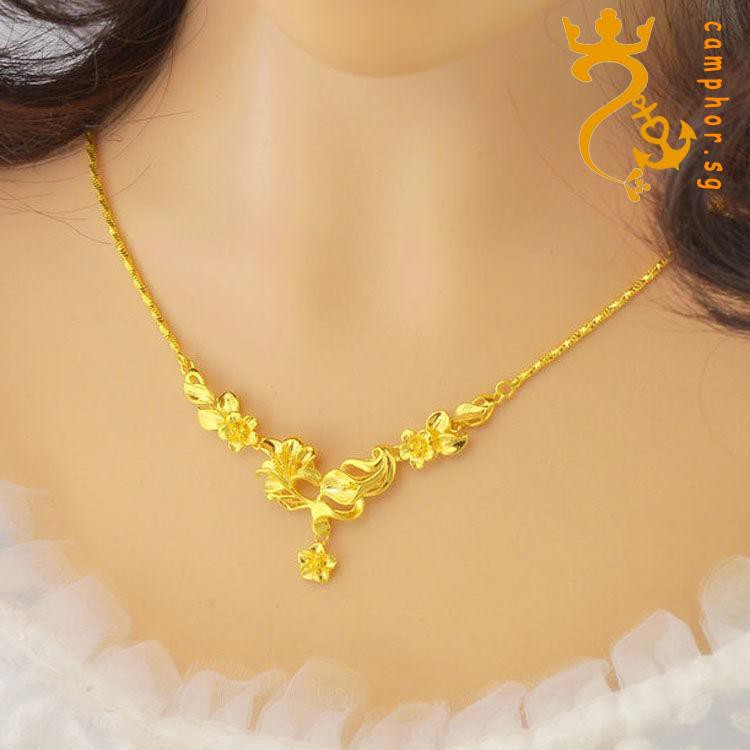 (Hot spot)Gold necklace female 916 gold set chain wedding