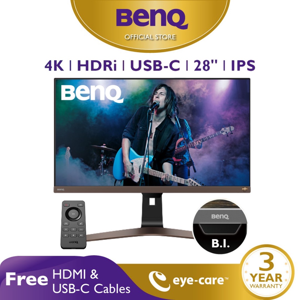 BenQ EW2880U 28 inch 4K HDRi IPS USB C Monitor, Free-Sync, Eye-Care