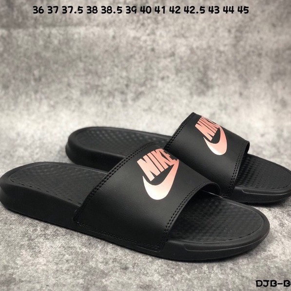black and rose gold nike sandals