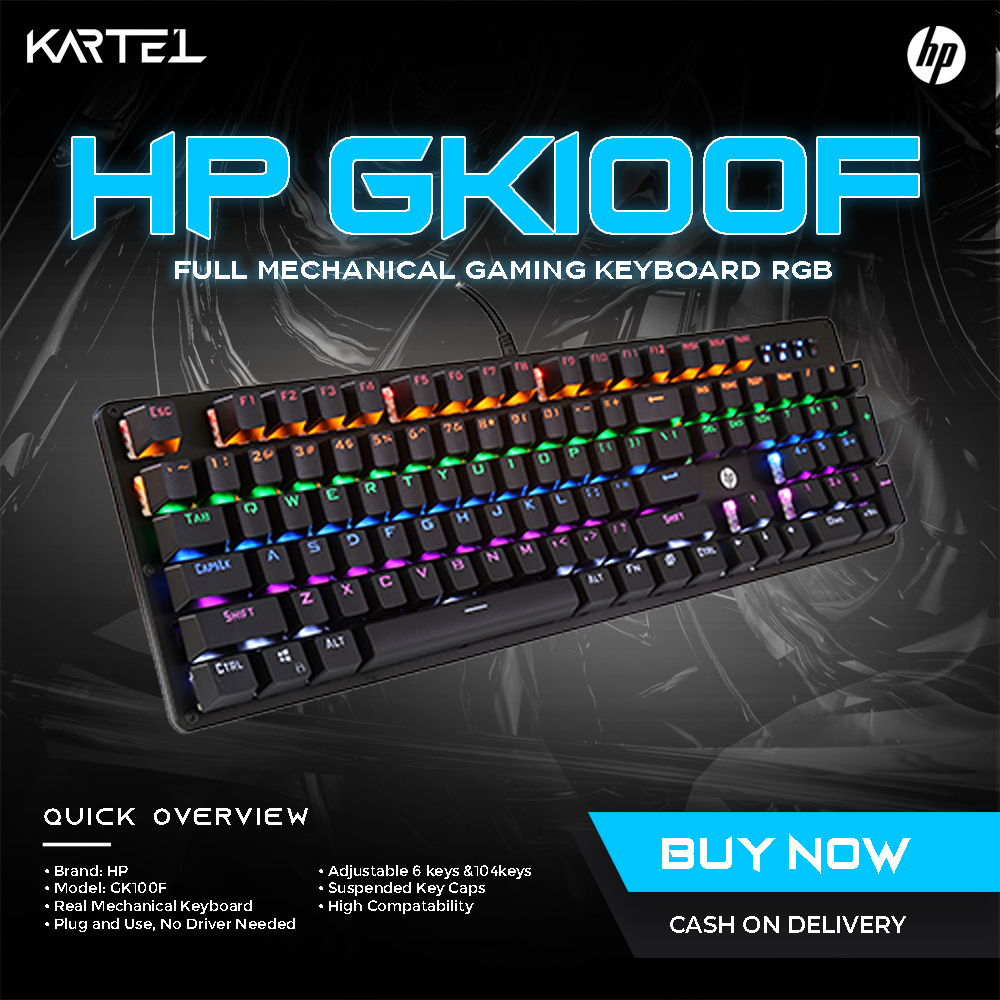 HP GK100F Real Mechanical Keyboard Wired Mixed Backlight Gaming Keyboard Anti-conflict Keyboard