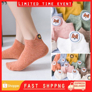 Image of Fashion cotton socks unisex dog embroidery socks Korean socks female cute socks trendy candy-colored Japanese socks