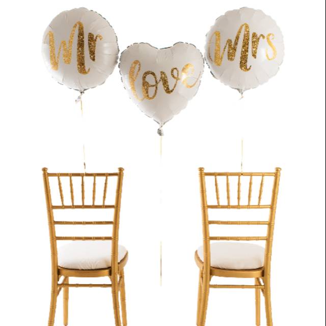 18 Inch Round Glitter Print Mr & Mrs LOVE Foil Air Balloons Wedding Day Supplies