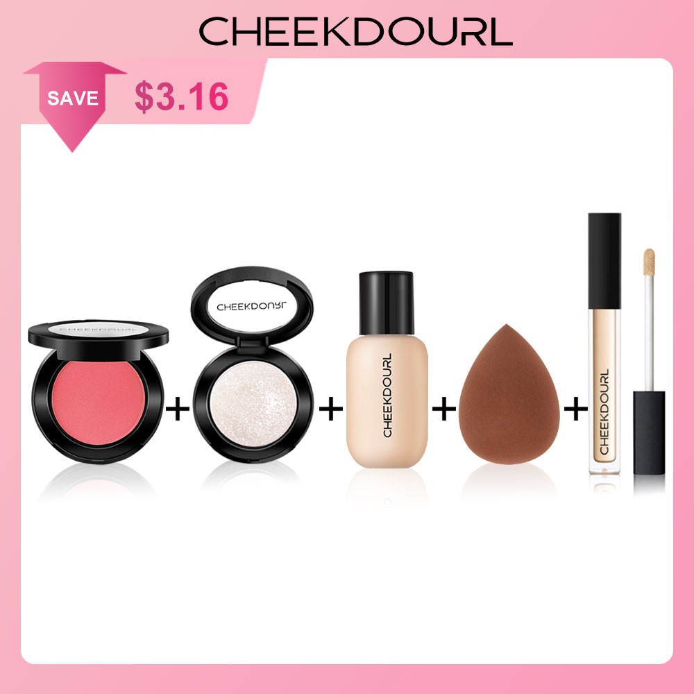 Cheekdourl 5pcs Highlighter Blush Foundation Concealer Beauty Blender For Cosmetics Makeup Set Shopee Singapore