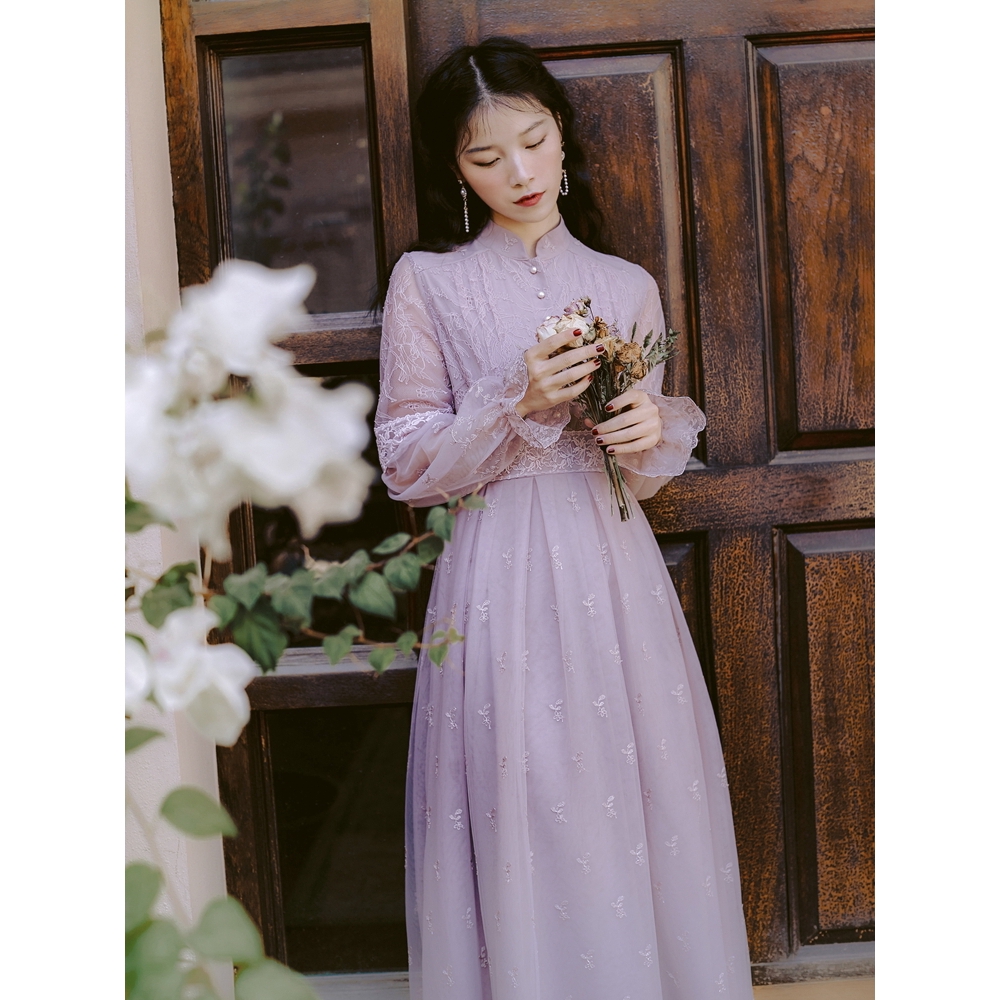 embroidered lace gown
