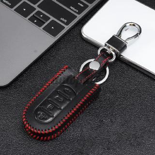 4 Button Leather Car Key Cover Case with Keychain For 