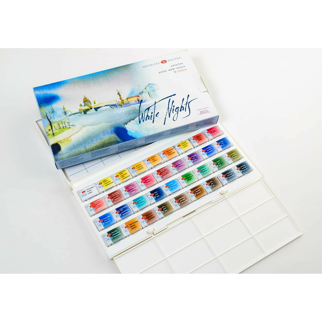 WHITE NIGHTS Watercolor 36 colours Artists Paint Set RUSSIAN Nevskaya ...