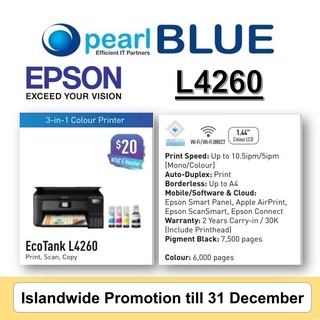 [ READY STOCK ] Epson EcoTank L4260 [replacement for L4160] A4 Wi-Fi Duplex All-in-One Ink Tank Printer