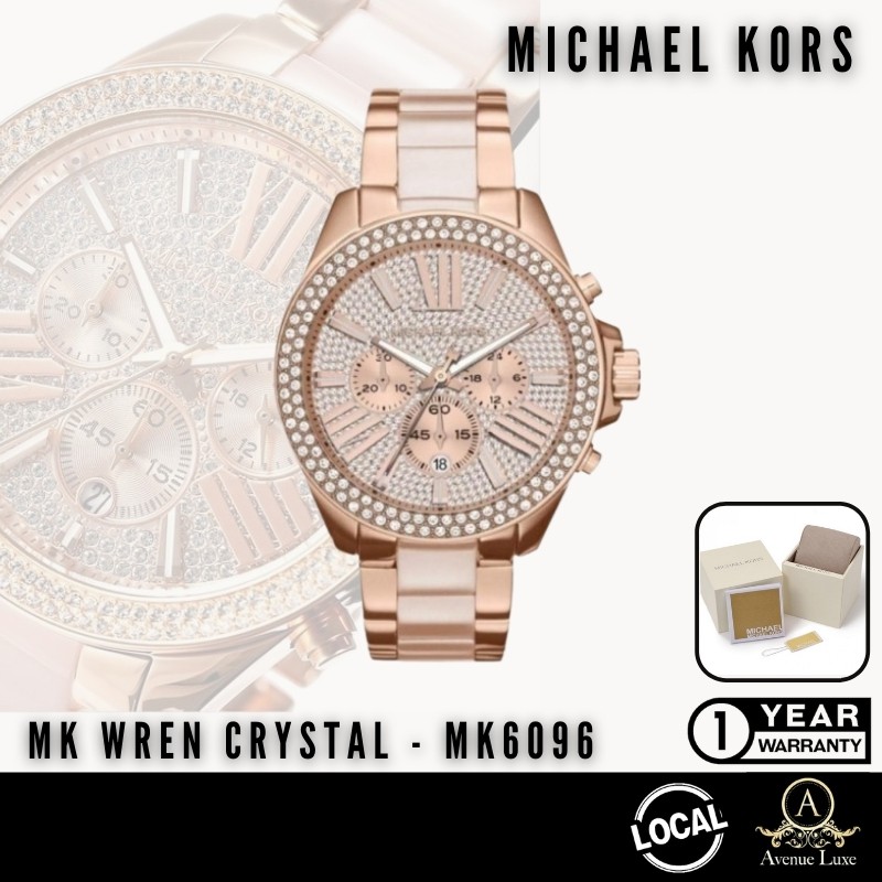 michael kors wren crystal pave chronograph ladies watch mk6096