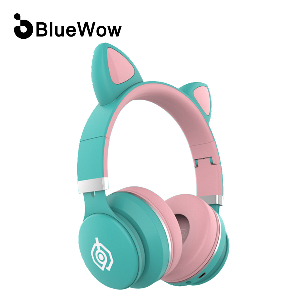 BlueWow B031 LED Cat Ear Cute Wireless Headphone Bluetooth Headset Music  Party Over-Ear Headphones Stereo Sound Built-in Microphone Support TF Card  u0026 