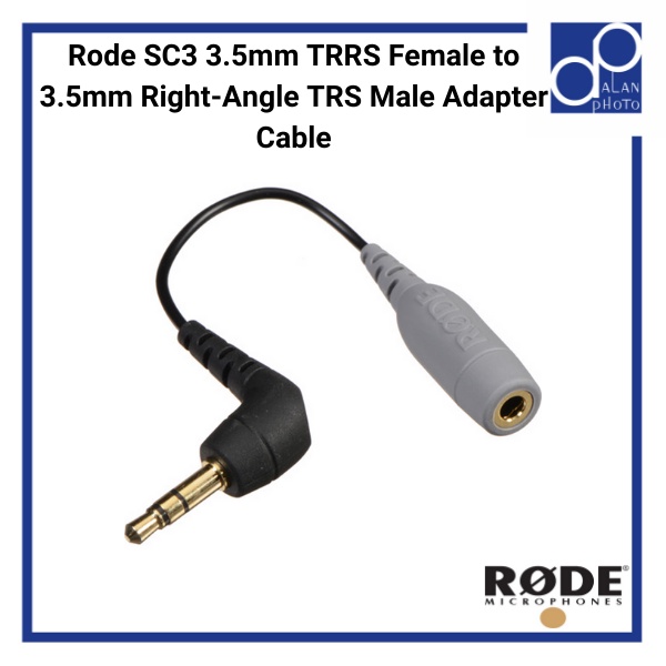 Rode SC3 3.5mm TRRS Female to 3.5mm Right-Angle TRS Male Adapter Cable ...