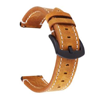 18 19 20 21 22 24mm Genuine Leather Watch Band Retro Crazy Horse Calfskin Wrist Strap Black Metal Buckle Bracelet Watchbands OL8019 #2