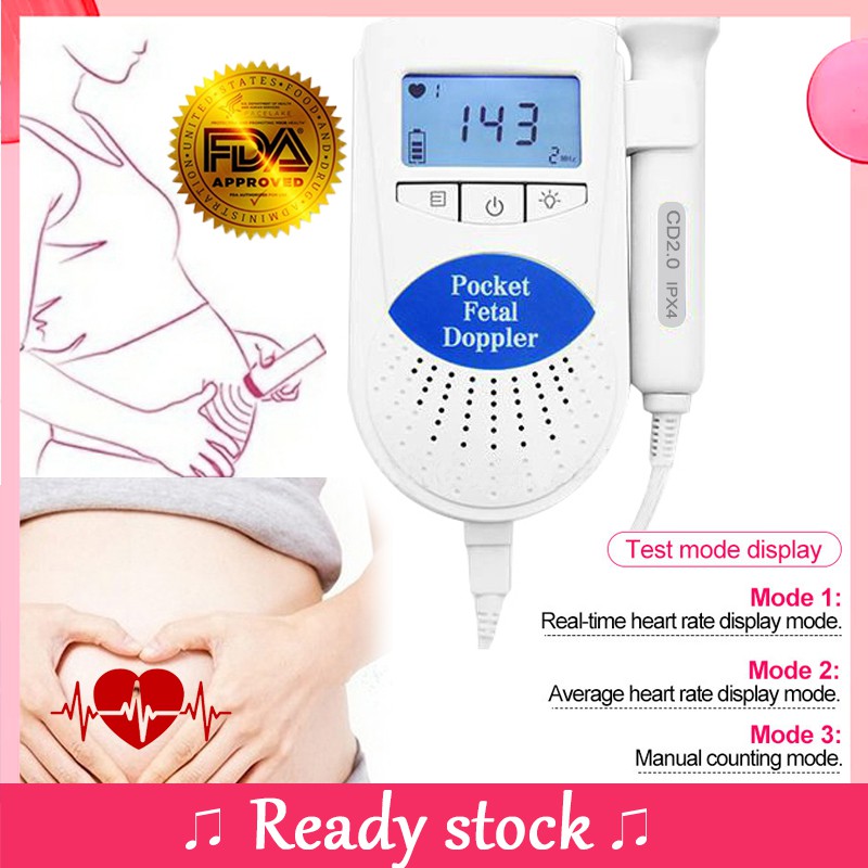 Ultrasound Fetal doppler monitor,Heart beat prenatal monitor,earphone,gel,CE FDA 
