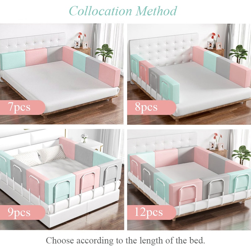 Newborn Bed Fence 60cm Adjustable Bed Barrier Fence Safety Guardrail Home Playpen on Bed Crib