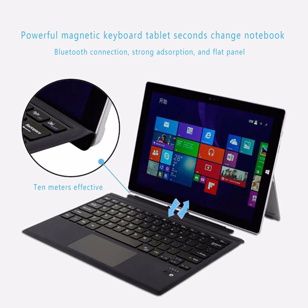Ultra Slim Wireless Bluetooth Keyboard With Trackpad For Microsoft Surface Pro 3 4 5 6 Black Shopee Singapore