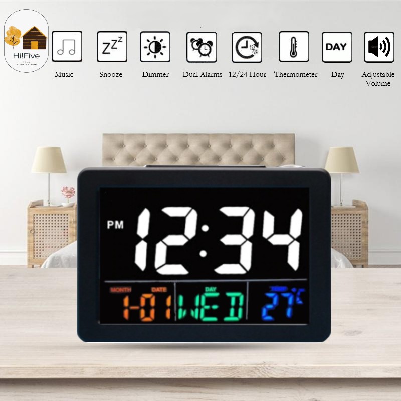 [READY STOCK] Smart Large LED Colour Screen Digital SNOOZE Alarm Clock