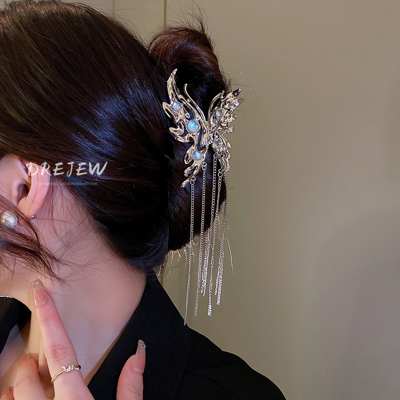 DREJEW Korean Hair Clip Moonlight Stone Butterfly tassel Hair Clips Metal  temperament claw clip Fashion hair clip claw women's hair accessories |  Shopee Singapore