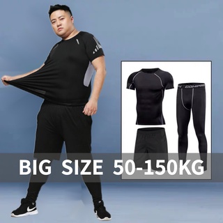 Oversize 3PCS Men Plus Size Fitness Swimming Suit Sports Quick Dry Tights Running Training Suit