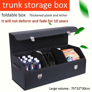 [Shop Malaysia] car trunk storage box foldable leather material suv vehicle thickened organizer bmw myvi nissan honda