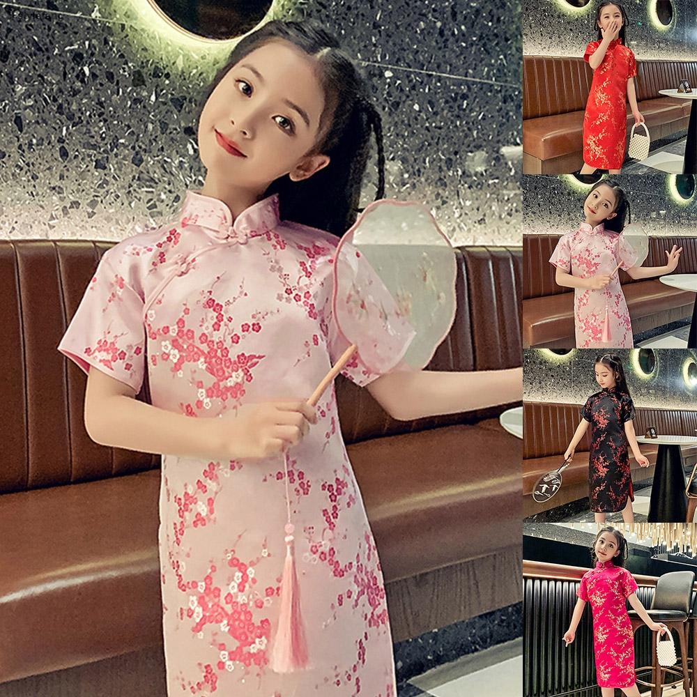 Girls Cny Chinese New Year Cheongsam Qipao Chinese Costume Dress 