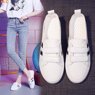 Image of Small white shoes female summer breathable summer models shallow mouth wild 2019