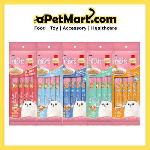 Smartheart Creamy Cat Treats 15g X 4 Pieces 5 Flavors Shopee Singapore