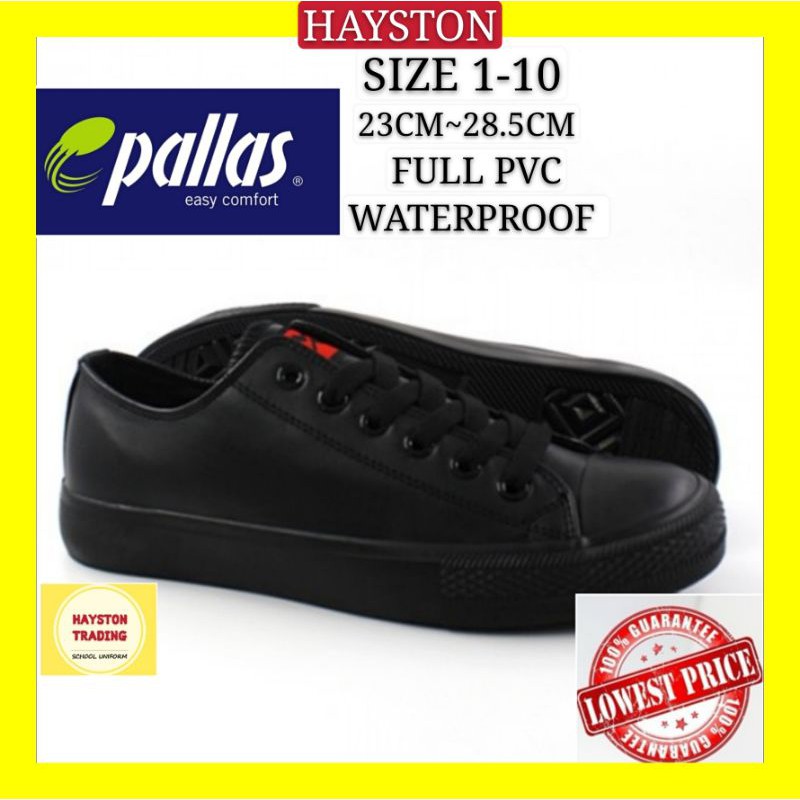 Pallas X Secondary Student Black School Shoes Pvc Waterproof Pallas Jazz Kasut Sekolah Hitam Bertali Pvc 012abk Shopee Singapore
