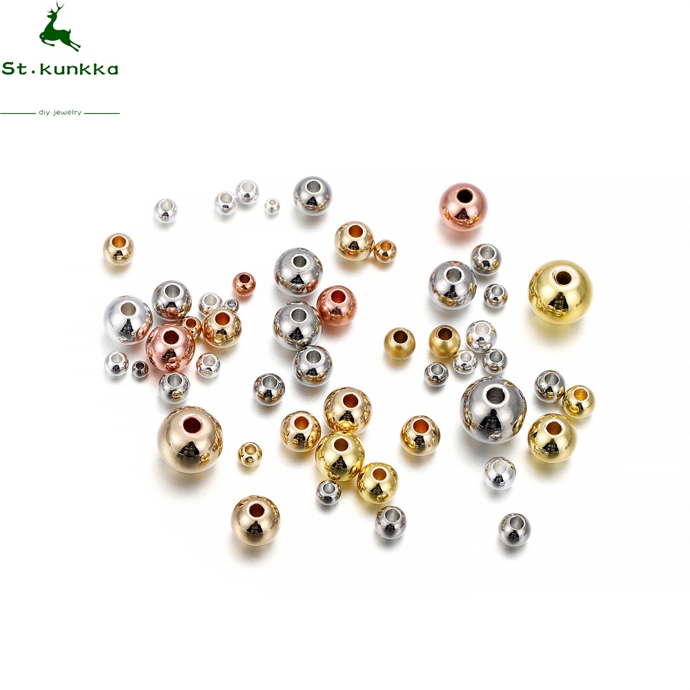 Wholesale Bronze Gold &Silver Plated Metal Ball Spacer Beads 2.5/3/ 4/ 5/ 6/8mm 