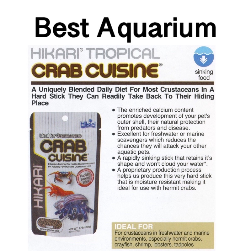 Hikari Tropical Crab Cuisine 50g as a daily diet for Hermit crabs