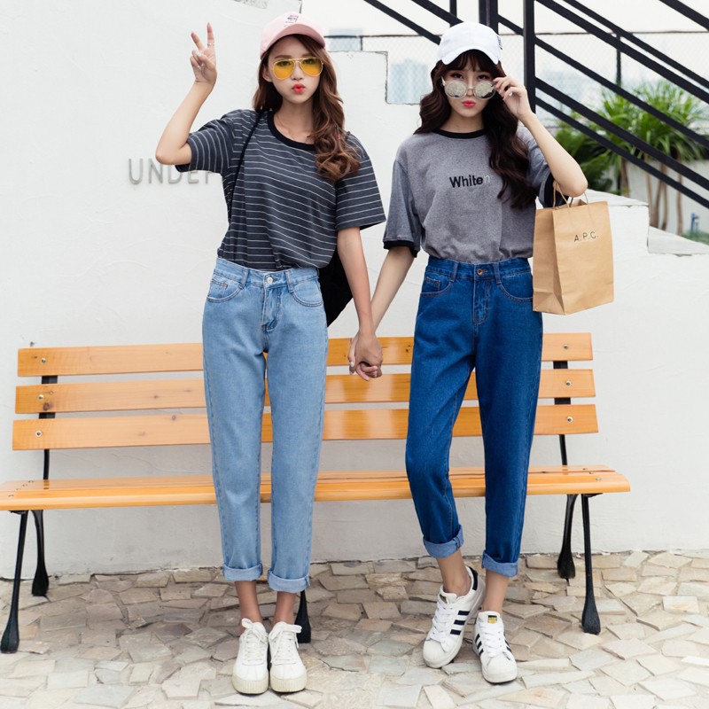 LENBACH Korean Fashion Jeans High Waist Long Pants Denim Pants Simple  Casual Trousers | Shopee Singapore